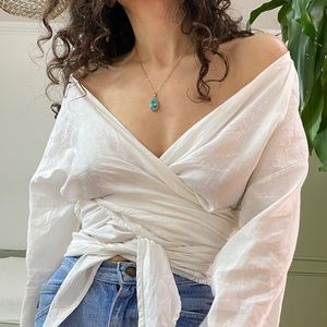 miranda bennett studio linen wrap top (one size)